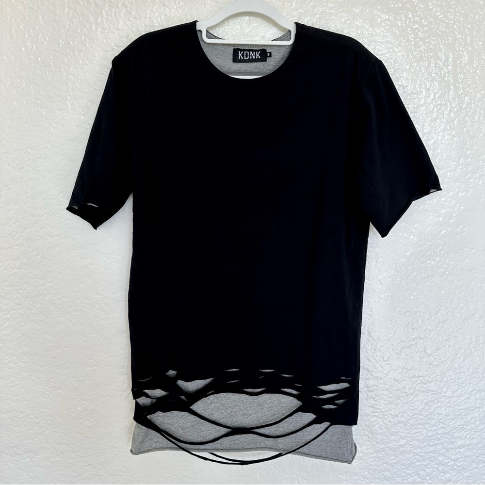 KDNK | Oversized Distressed Streetwear Style Shirt | Men’s Small | Black Grey